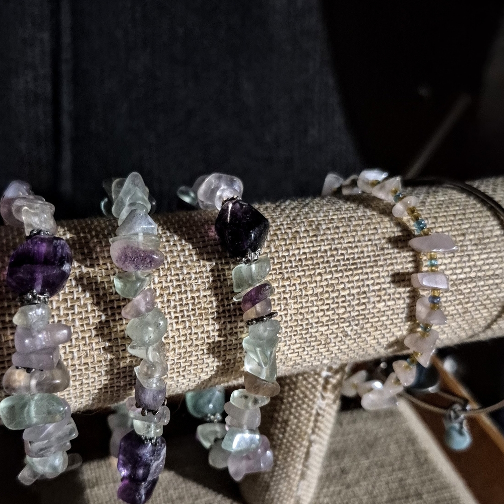 Chic Gemstone Bracelet Set with Purple and Green Accents
